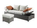 Salena All Weather Wicker Patio Sofa & Ottoman with 2 Toss Pillows by HouseOfZazla