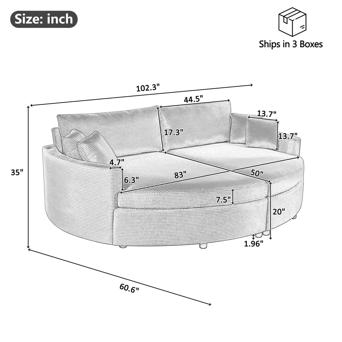 Oversized Double Chaise Lounge Sofa With USB Ports, photo 29 of 40