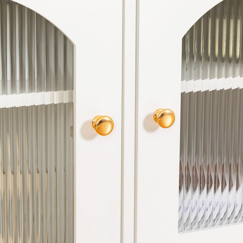 71-inchstylishTVcabinet Entertainment CenterTV stand,TVConsoleTable, Media Console,solidwood frame,Changhong glass door,Metal handle,antique white,canbeplacedin the children's room,bedroom Living Room