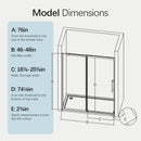 46-48" W x 76" H Frameless Single Sliding Shower Door Matte Glass by HouseOfZazla