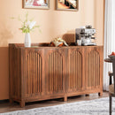 Sideboard Buffet Cabinet With 4 Doors & Shelves, Credenza Table For Dining Room - Brown by HouseOfZazla