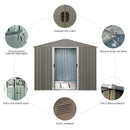 8x10ft Outdoor Metal Storage Shed Grey