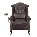 Pino - Vintage Top Grain Leather Accent Chair With 1 Toss Pillow - Brown by HouseOfZazla