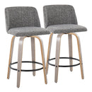 Toriano - Contemporary Fixed Height Counter Stool With Swivel & Round Footrest (Set of 2) by HouseOfZazla