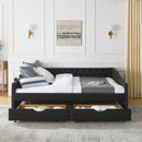 Upholstered Tufted Daybed With 2 Drawers, Waved Arms by Unique Piece Furniture