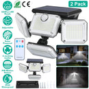 2 Pack Solar Powered Wall Lights IP44 Waterproof Motion Sensor Lights with 4 Adjustable Heads 333Pcs LED Beads 120¡ Sensing Angle Remote Control for Y