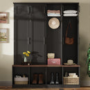 Farmhouse Hall Tree with 4 Hidden Hanging Hooks and Storage Bench by HouseOfZazla