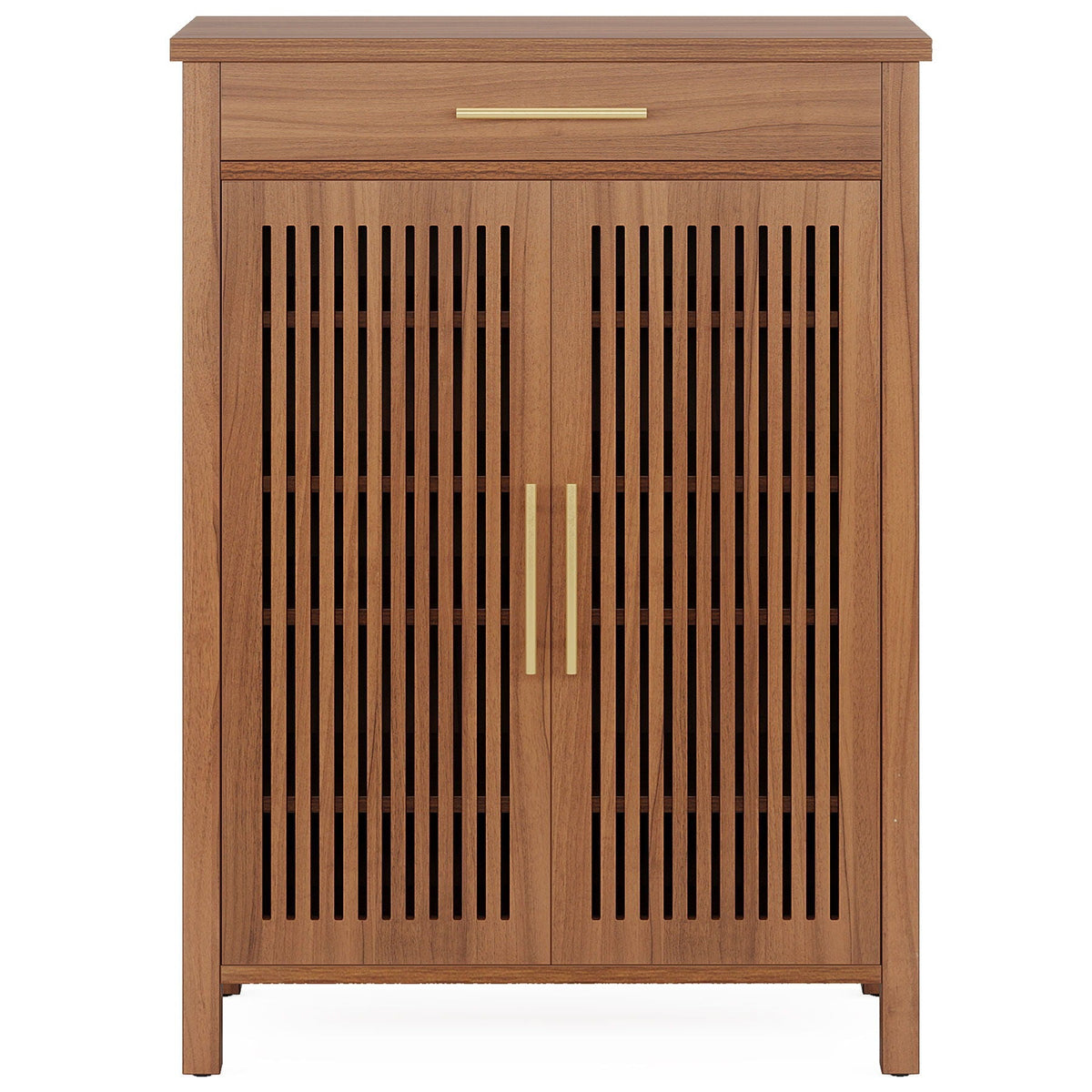 5 Tier Shoe Cabinet With Louvered Doors And Drawer, Freestanding Organizer With Adjustable Shelves For Entryway - Brown, photo 3 of 4