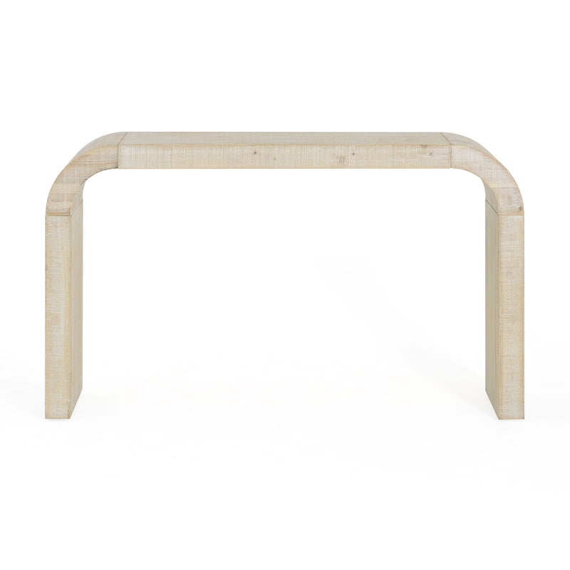 Mirod 52' Wood Console Table with Curved Edge, Natural Texture, Perfect for Entryways and Living Rooms