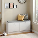 Shoe Storage Bench With Cushion, Entryway Organizer Cabinet For Hallway - White by HouseOfZazla