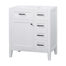 30" Bathroom Vanity without Sink, Cabinet Base Only, Bathroom Cabinet with Drawers, Solid Frame and MDF Board, White