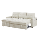 78.75" Reclining Sofa, Pull-Out Sofa Bed with USB and tape-c charging ports, L-Shaped Sectional Sofa with Reclining Storage and Arm Side Organizer Pocket Features, Living Room Comfort Sofa
