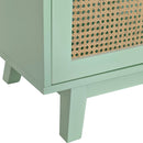 59.84"Modern 4-Door Cabinet with Rattan Decorative Doors,for Bedroom,Living Room,Office,Easy Assembly, Mint Green