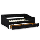 Upholstered Tufted Daybed With 2 Drawers, Waved Arms by HouseOfZazla