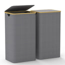 2Pcs Collapsible Laundry Hamper with Lid Handle 100L/26.4Gal Capacity Vertical Laundry Basket Foldable Bamboo Basket Dirty Clothes Organizer with Inne