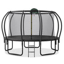 14FT Trampoline for Kids with Upgraded ArcPole and Composite TopLoop for Safety Enclosure, Plus Basketball Board and 10 Ground Stakes, Outdoor Recreational Playset Balance Physical Training Trampoline