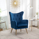 Sovarol - Velvet Button-Tufted Wing Back Accent Chair - Blue by HouseOfZazla