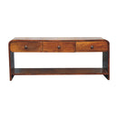 Solid Wood Aspen Slim Media Unit, 3-Drawers, Open Slot