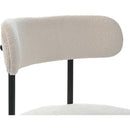White Boucle Dining Chairs Set of 2,Mid-Century Modern Curved Backrest Chair,Round Upholstered Kitchen Chairs