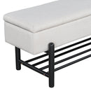 TREXM Farmhouse Upholstered Storage Bench with Hidden Compartment
