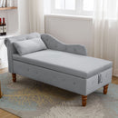 Chaise Lounge Indoor, Lounge Chair For Bedroom With Storage & Pillow, Modern Upholstered Rolled Arm Chase Lounge For Sleeping With Nailhead Trim For Living Room Bedroom Office by Unique Piece Furniture
