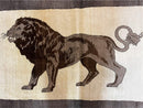 3 x 5 Handmade Rug Brown Beige Hand-Knotted Lion Rug New Vintage Quality Animal