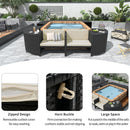Spa Surround Spa Frame Quadrilateral Outdoor Rattan Sectional Sofa Set With Mini Sofa, Wooden Seats And Storage Spaces by Unique Piece Furniture