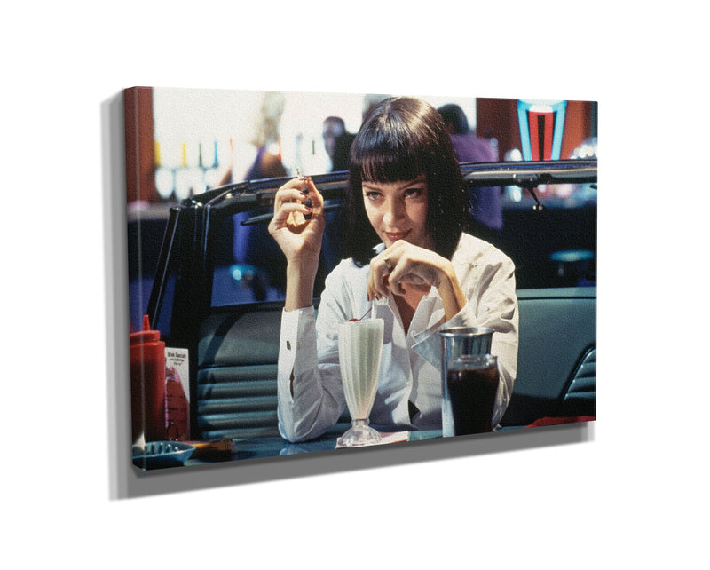 Pulp Fiction Poster Uma Thurman Mia Wallace milkshake Movie Hand Made Posters Canvas Print Wall Art Home Decor