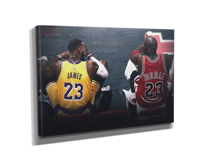 Michael Jordan and LeBron James Poster Lakers Bulls Basketball Hand Made Posters Canvas Print Wall Art Home Decor