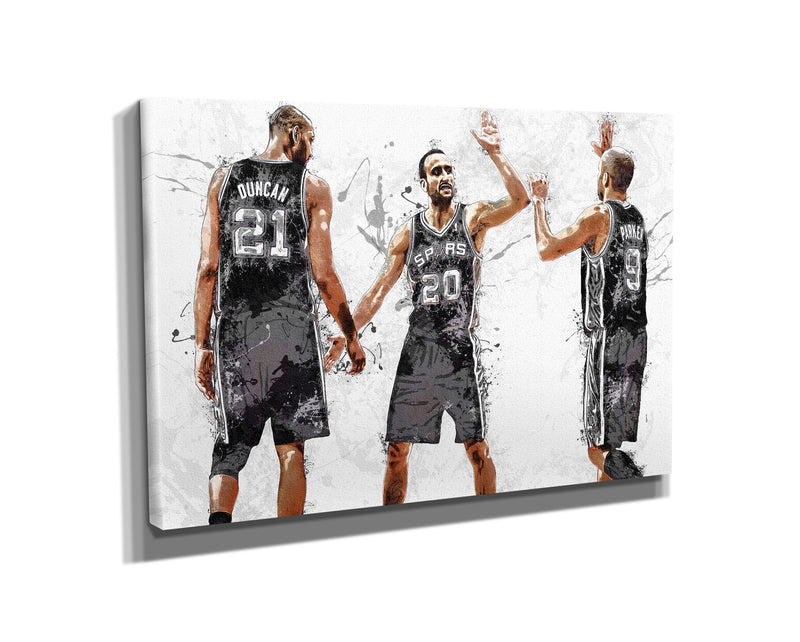 San Antonio Spurs Big 3 Poster Basketball Painting Hand Made Posters Canvas Print Kids Wall Art Home Man Cave Gift Decor