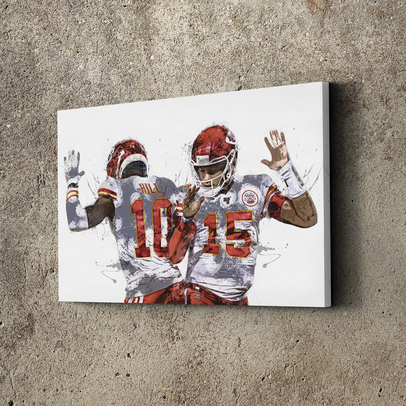 Patrick Mahomes Tyreek Hill Poster Kansas City Chiefs American Football Hand Made Posters Canvas Print Wall Art Man Cave Gift Home Decor