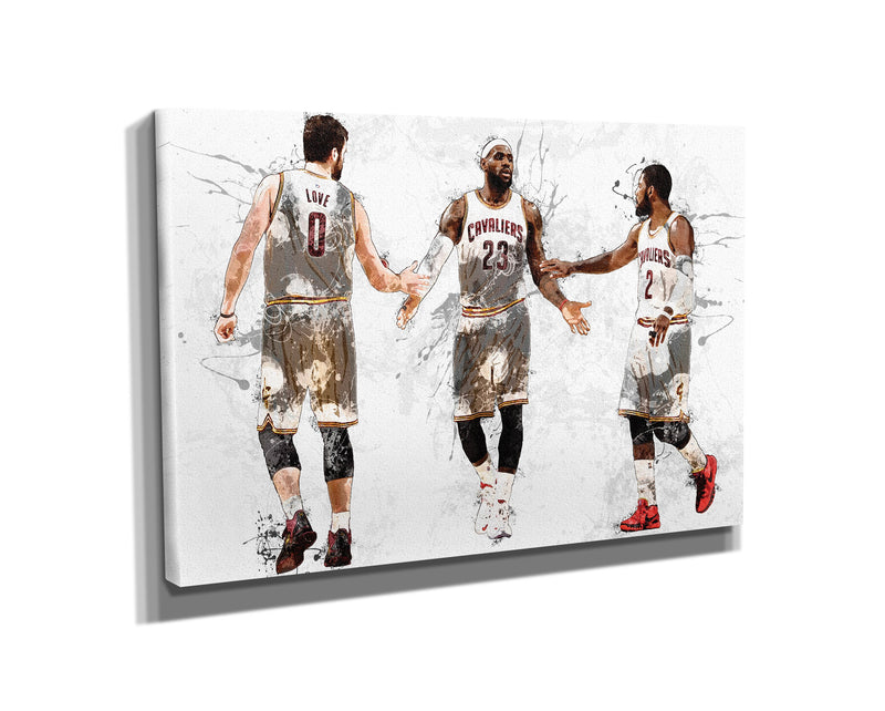 Cleveland Cavaliers Big 3 Poster Basketball Painting Hand Made Posters Canvas Print Kids Wall Art Home Man Cave Gift Decor