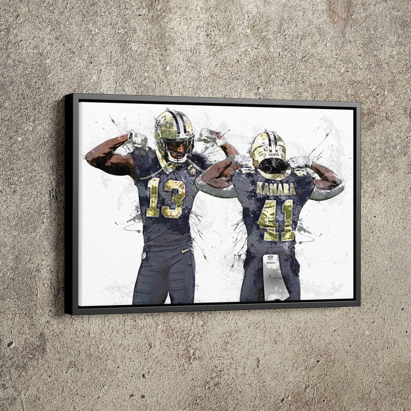 Alvin Kamara Michael Thomas Poster New Orleans Saints Football Painting Hand Made Posters Canvas Print Kids Wall Art Home Man Cave Gift Decor