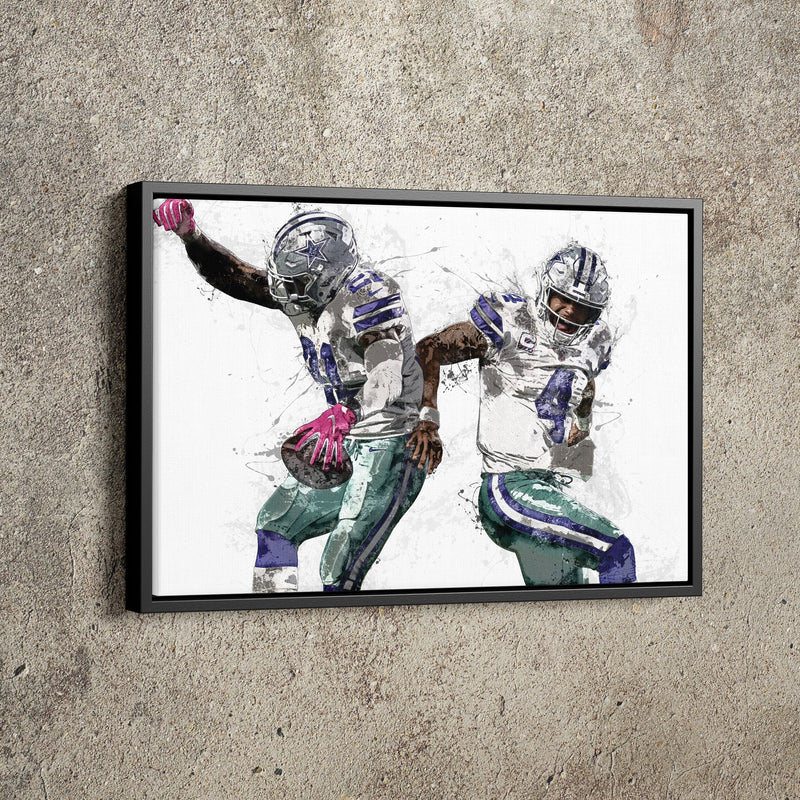 Dak and Zeke Poster Dallas Cowboys Football Painting Hand Made Posters Canvas Print Kids Wall Art Man Cave Gift Home Decor