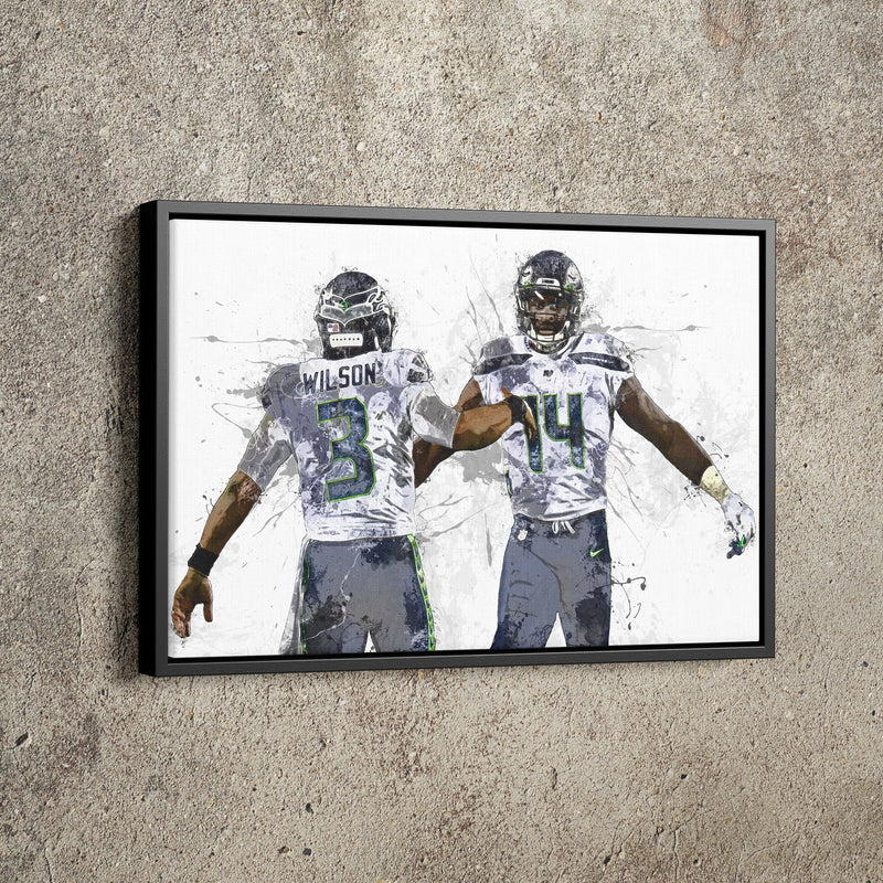 DK Metcalf Russell Wison Poster Seattle Seahawks Football Painting Hand Made Posters Canvas Print Wall Kids Art Man Cave Gift Home Decor