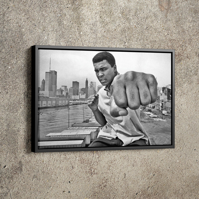 Muhammad Ali Punch Poster Black and White  Boxing Hand Made Posters Man Cave Gift Canvas Print Wall Art Home Decor