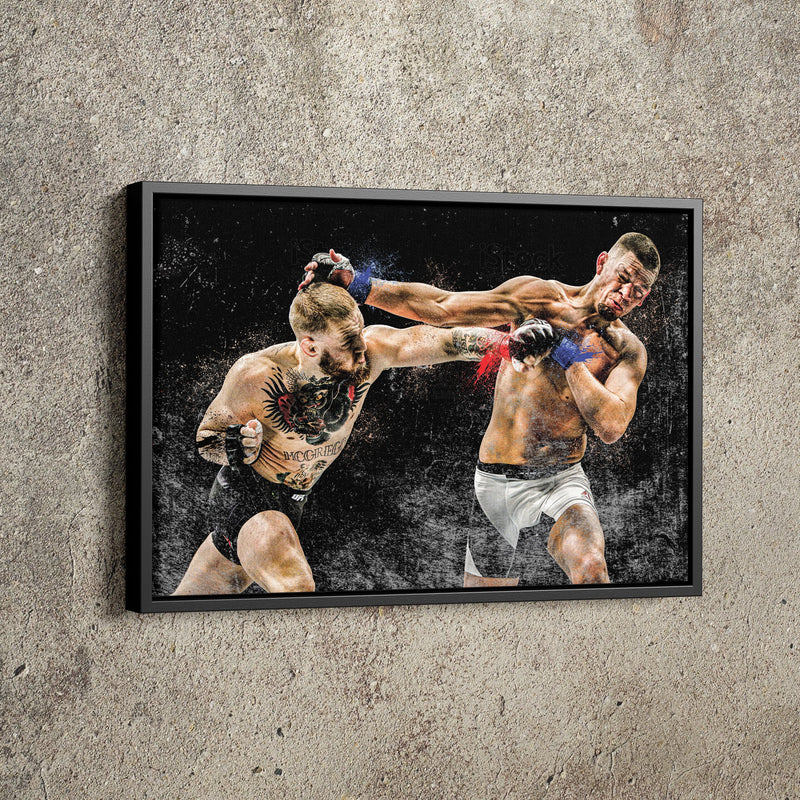 Conor McGregor vs Nate Diaz Poster Mixed Martial Arts Hand Made Posters Canvas Print Wall Art Home Man Cave Gift Decor