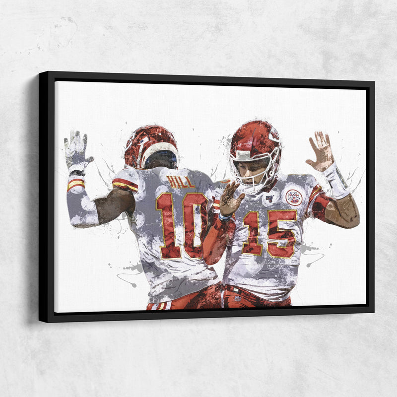 Patrick Mahomes Tyreek Hill Poster Kansas City Chiefs American Football Hand Made Posters Canvas Print Wall Art Man Cave Gift Home Decor