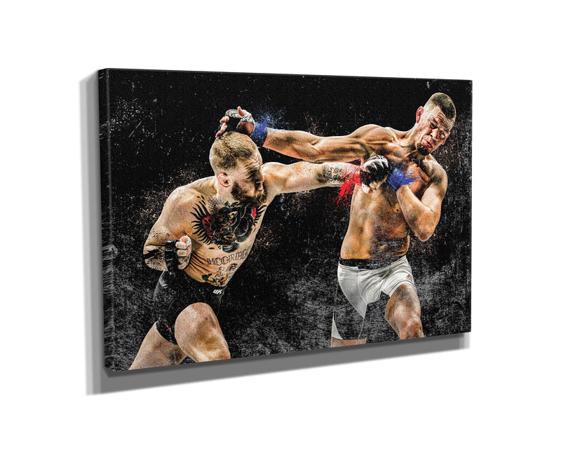 Conor McGregor vs Nate Diaz Poster Mixed Martial Arts Hand Made Posters Canvas Print Wall Art Home Man Cave Gift Decor