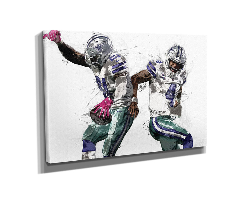 Dak and Zeke Poster Dallas Cowboys Football Painting Hand Made Posters Canvas Print Kids Wall Art Man Cave Gift Home Decor