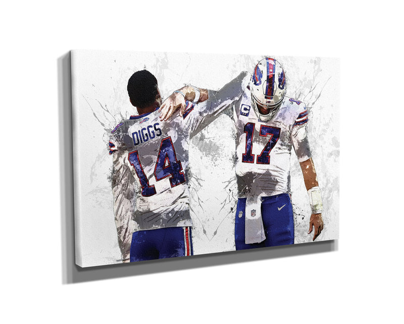 Josh Allen Stefon Diggs Poster Buffalo Bills Football Painting Hand Made Posters Canvas Print Kids Wall Art Home Man Cave Gift Decor