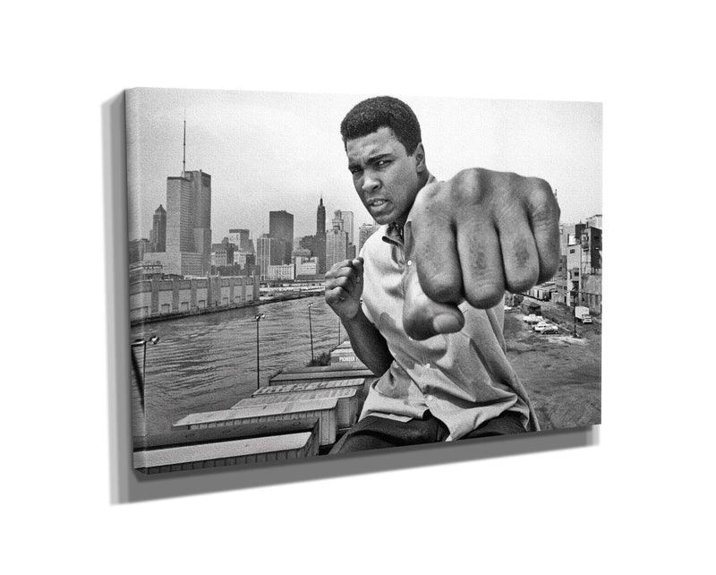 Muhammad Ali Punch Poster Black and White  Boxing Hand Made Posters Man Cave Gift Canvas Print Wall Art Home Decor