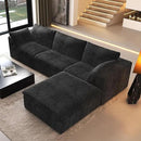 118" L Shaped Modern Sofa Modular Sectional Cloud Couch with Ottoman,Deep Seat Upholstered Couches with Plush Corduroy Fabric for Living Room Furniture,Bedroom and Apartment,No Assembly Required,Black by CozyNest Decor