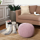 REDEARTH Round Pouf Ottoman - Hand Knitted Boho Poof Home Décor Pouffe Circular Footrest for Living Room - Bedroom - Lounge - 100% Cotton (19.5"x19.5"x14") - Pale Pink by CozyNest Decor