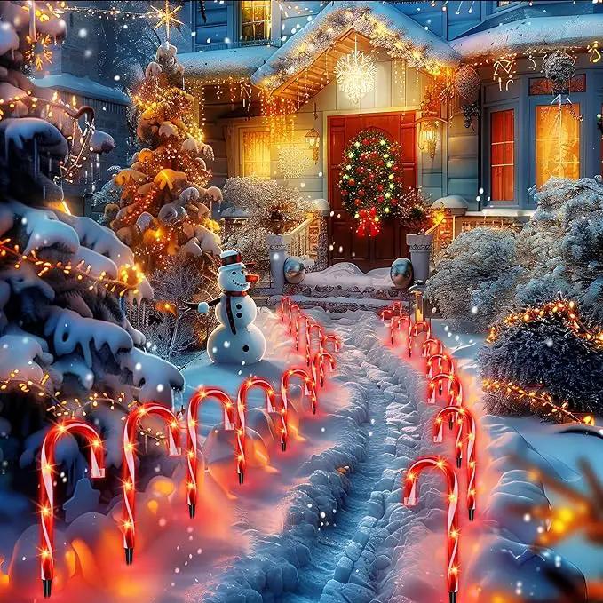 Christmas Candy Cane Lights, Candy Cane Lights Christmas Decorations Outdoor for Yard,Garden(10Inch), 10Pack, photo 2 of 9