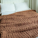 Chunky Knit Blanket - Luxury Soft Cozy 60 * 80 Throw Blanket,100% Woven Blanket Rope Knot Throw Blanket for Couch, Sofa, Home Decor, Gift - Machine Washable（Brown） by CozyNest Decor