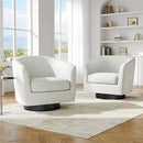 Swivel Barrel Accent Chair, Modern Round Chenille Fabric Arm Chair for Living Room, Bedroom, Comfy Club Reading Chairs for Adults（Chenille Fabric, Beige, Set of 1 by CozyNest Decor