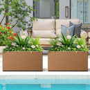 FENCY Metal Rectangular Planter Box, Large Planters for Outdoor Plants, Tall Planters for Outdoor Plants with Drainage Holes (32" L x 10" W x 16.3" H,Brown) by CozyNest Decor