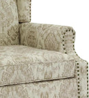 UIXE High Back Floral Accent Chairs Set of 2, Upholstered Armchair in Fabric, Retro Printed Wingback Arm Chair for Living Room, Nailhead Trim Single Sofa Bedroom Reading Seat - White by CozyNest Decor