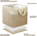 SIMPLE HOUSEWARE Fabric Storage Cubes, 13" x 13" Storage Bin, 3 Pack, Beige by CozyNest Decor